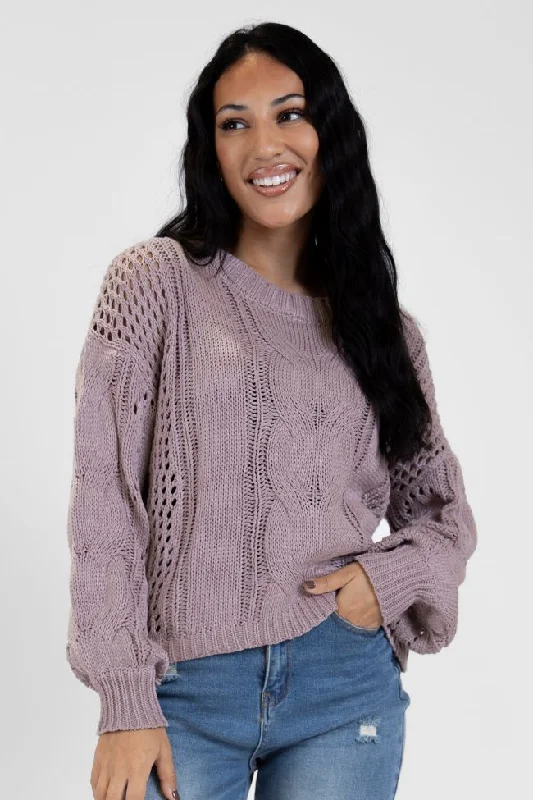 Make It Right Taupe Wide Neck Cable Knit Sweater FINAL SALE