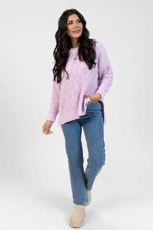 Everyday Feelings Lilac Chenille Waffle Knit Sweater FINAL SALE