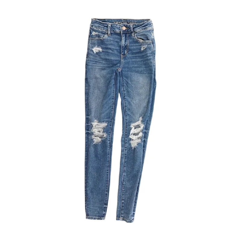 Blue Solid High Rise Skinny Leg Jeans