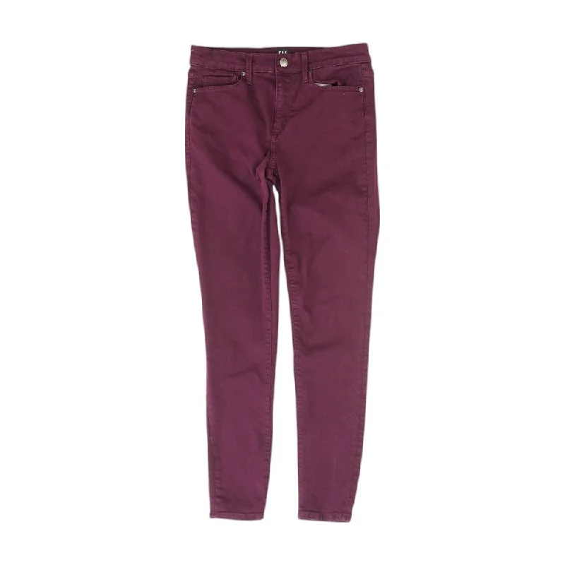 Burgundy Solid High Rise Skinny Leg Jeans