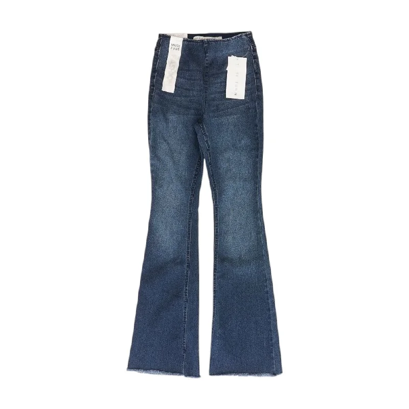 Blue Solid Flare Regular Jeans