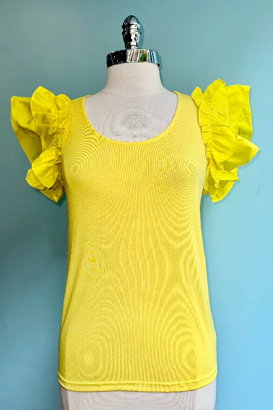 Lemon Tiered Ruffle Sleeve Top