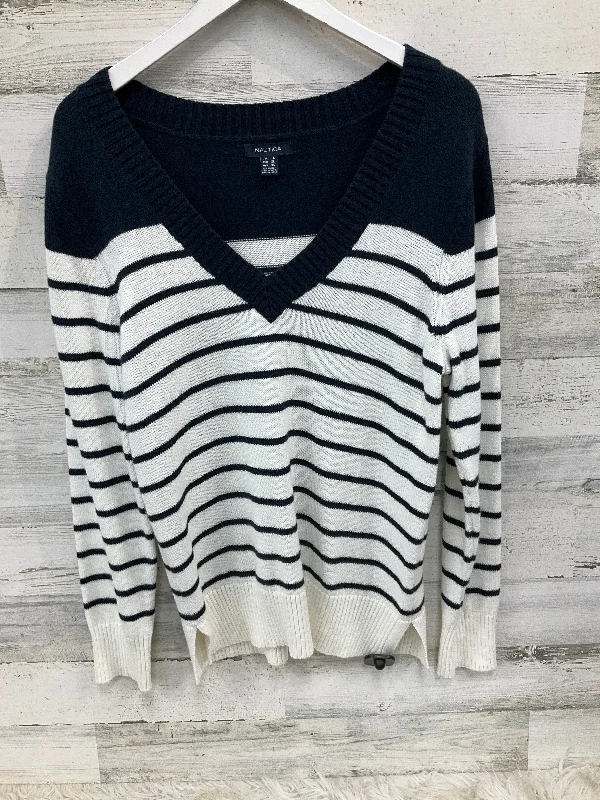 Sweater By Nautica In Blue & White, Size: L