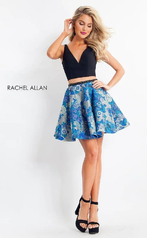 Rachel Allan V-Neck Two-Piece Homecoming Dress In Black 4638