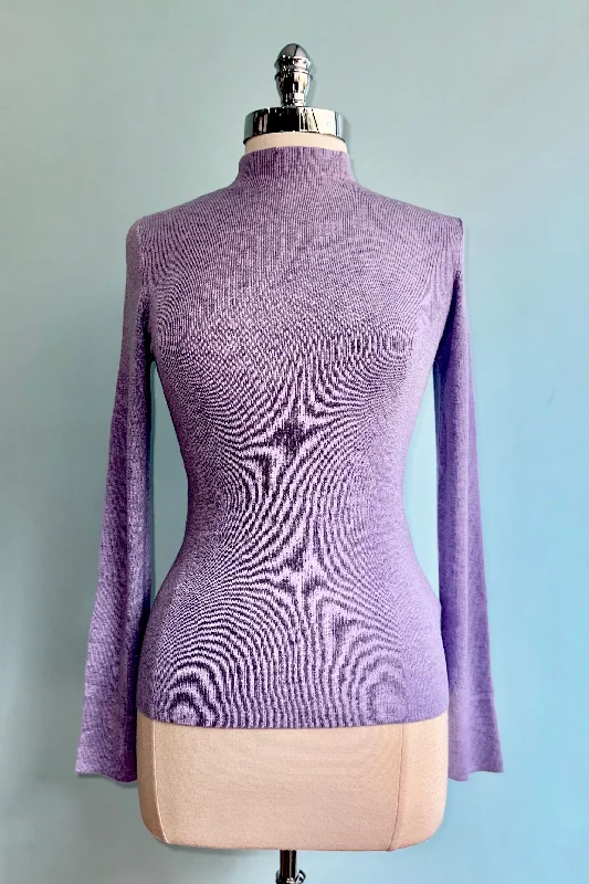 Lavender Ribbed Mock Neck Sweater by Compania Fantastica