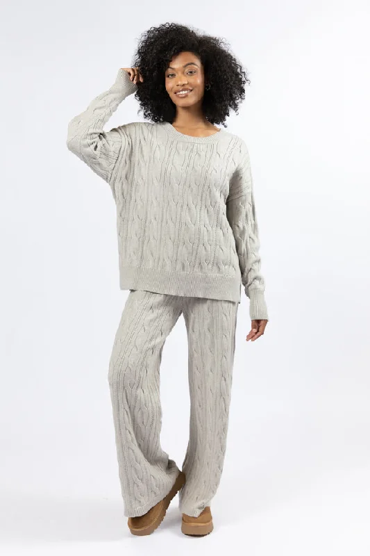 Forever Winter Grey Cable Knit Lounge Top FINAL SALE