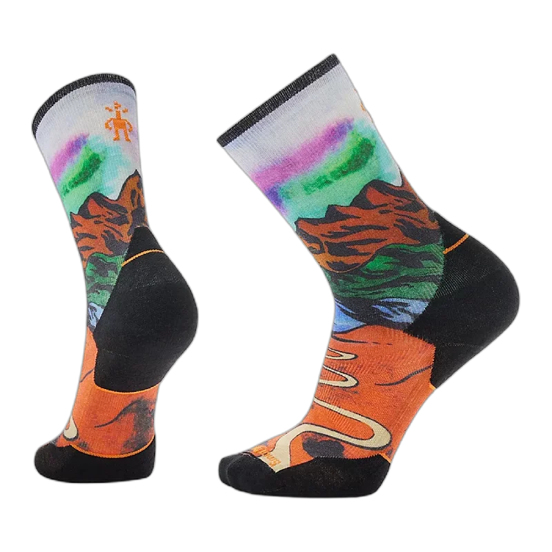 Trail Run Singletrack Print Crew Socks Targeted Cushion