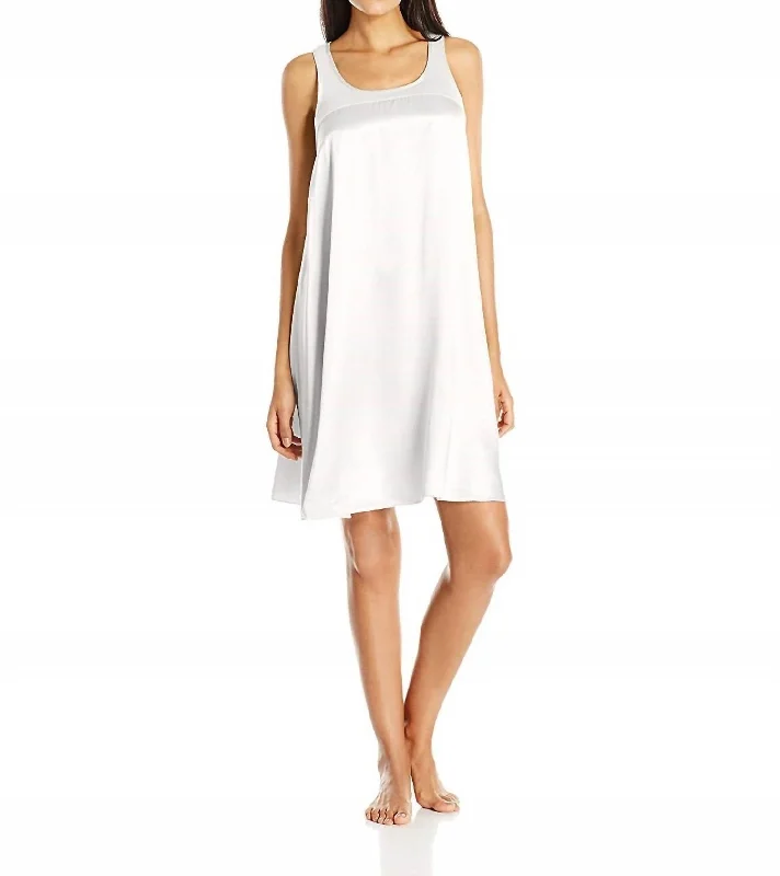 Lindsay Satin And Rib Nightgown In Pearl