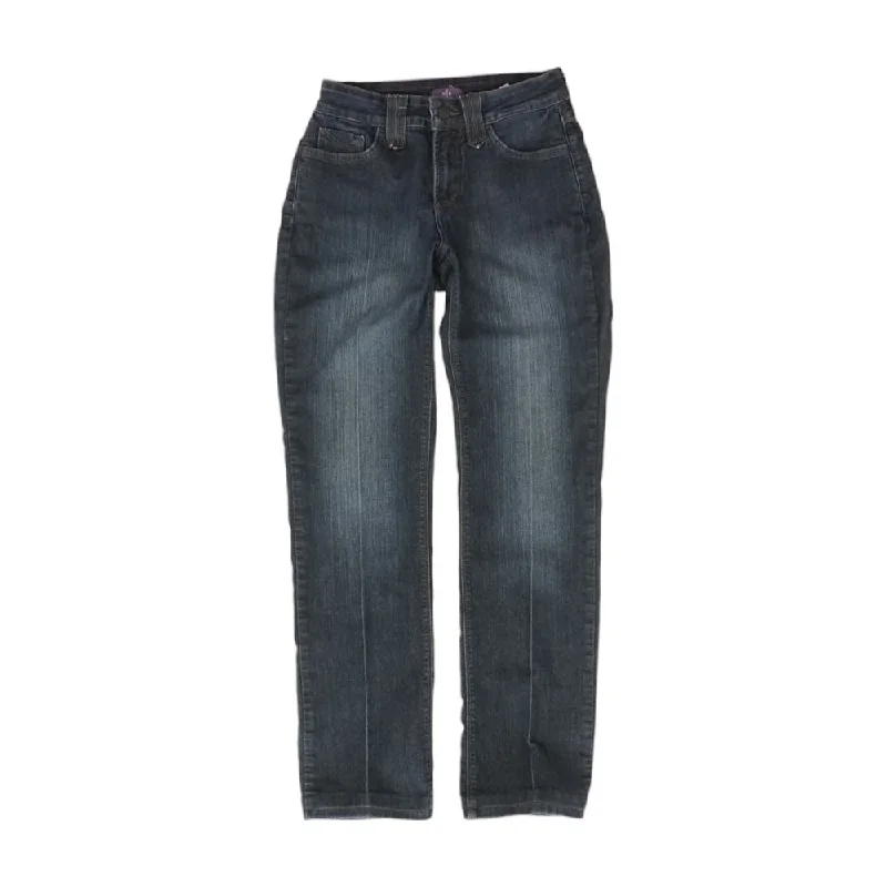 Navy Solid Mid Rise Straight Leg Jeans