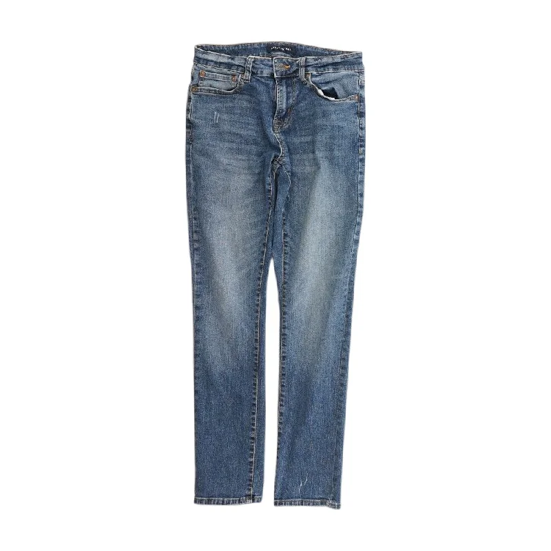 Blue Solid Mid Rise Skinny Leg Jeans