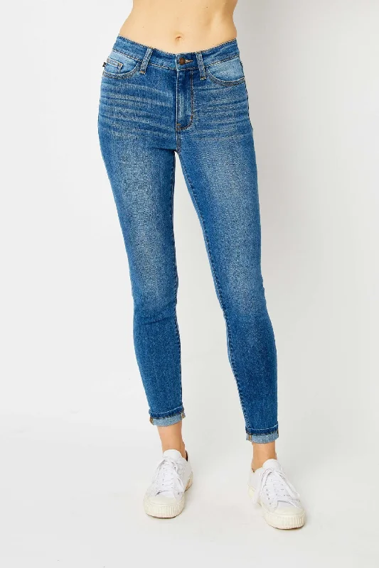 Judy Blue Full Size Cuffed Hem Skinny Jeans