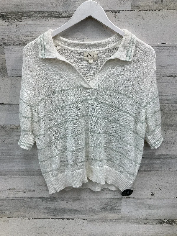 Sweater Short Sleeve By Thread And Supply In Cream & Green, Size: L