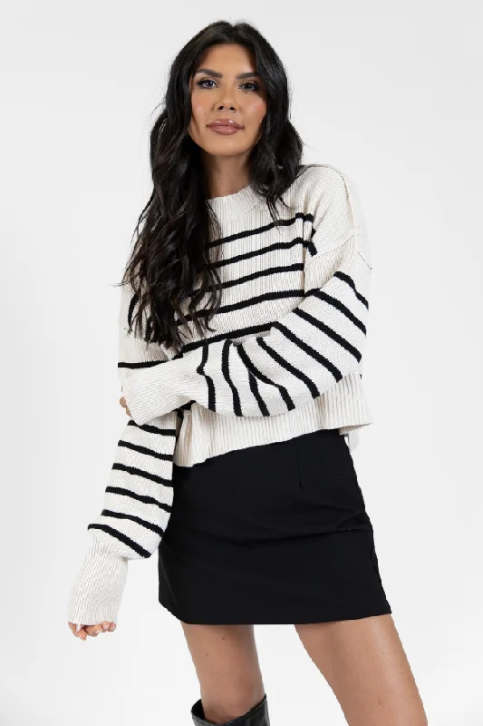 Something To Remember Cream and Black Striped Sweater FINAL SALE