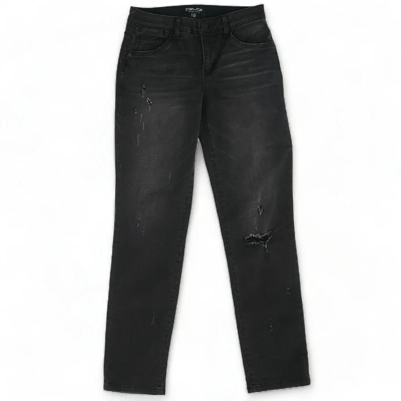 Black Solid Mid Rise Regular Jeans