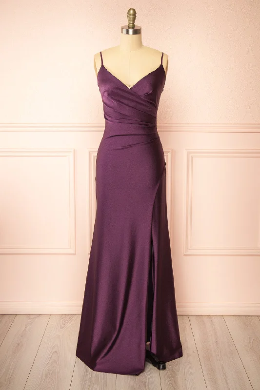 Nyra Purple | Mermaid Dress w/ Wrapped Bodice