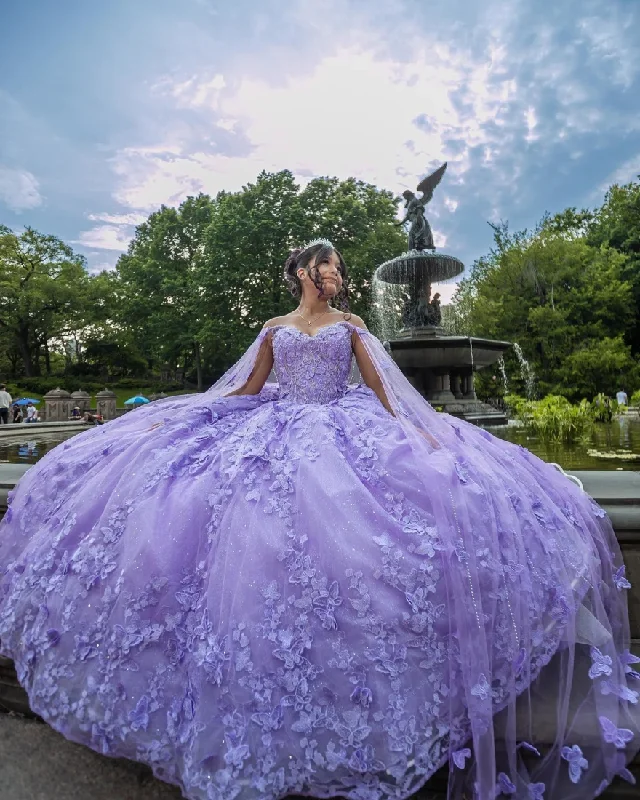 Mexico Ball Gown Purple Quinceanera Dress 2024 Sequin Beaded Flowers Appliques Sweet 16 Dress Vestidos De 15 Anos