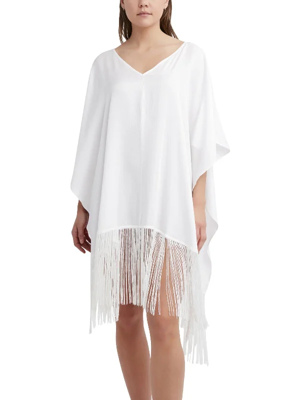 Womens Fringe Tunic Dress Swim Cover-Up