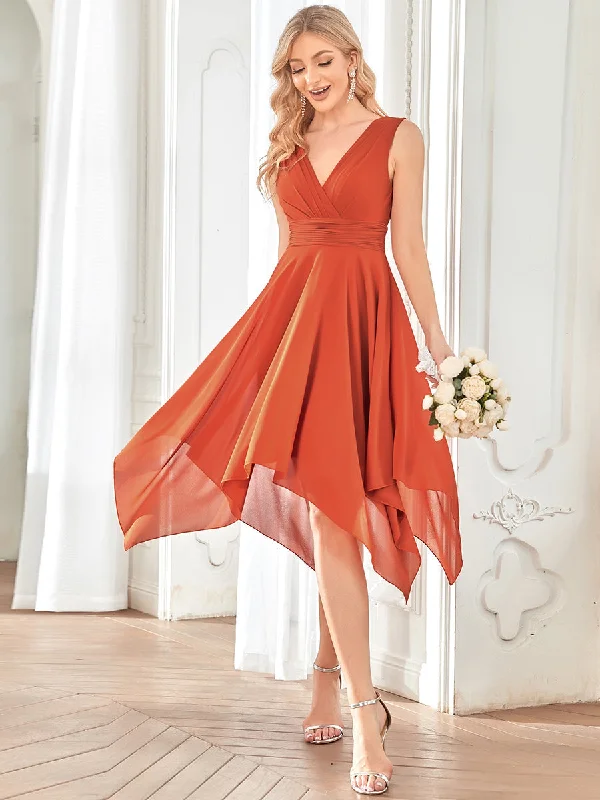 Pretty Wholesale Knee Length Chiffon Bridesmaid Dress with Irregular Hem