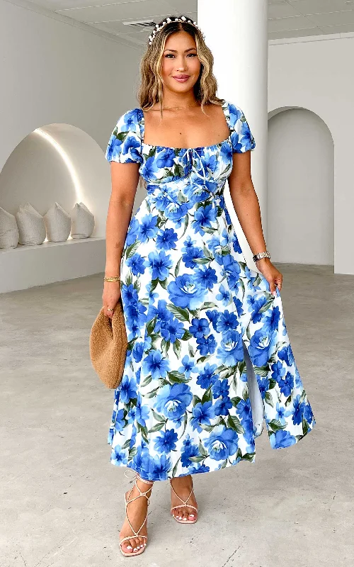 Kiaya Midi Dress - Blue Floral