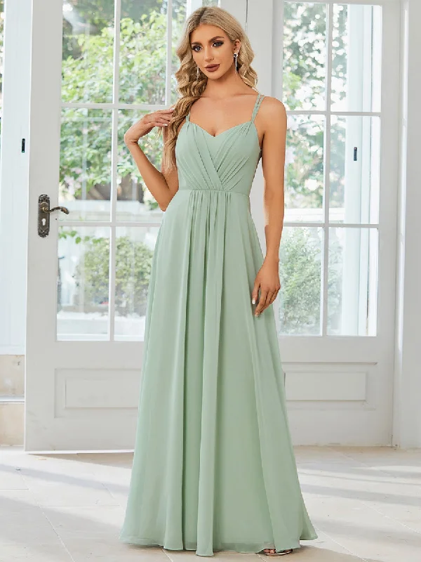 Lace V Back Chiffon Wholesale Bridesmaid Dresses