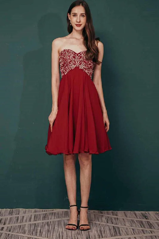 Sweetheart Embroidery Short A-line Dress