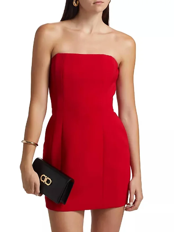 Elsie Strapless Mini Dress In Really Red