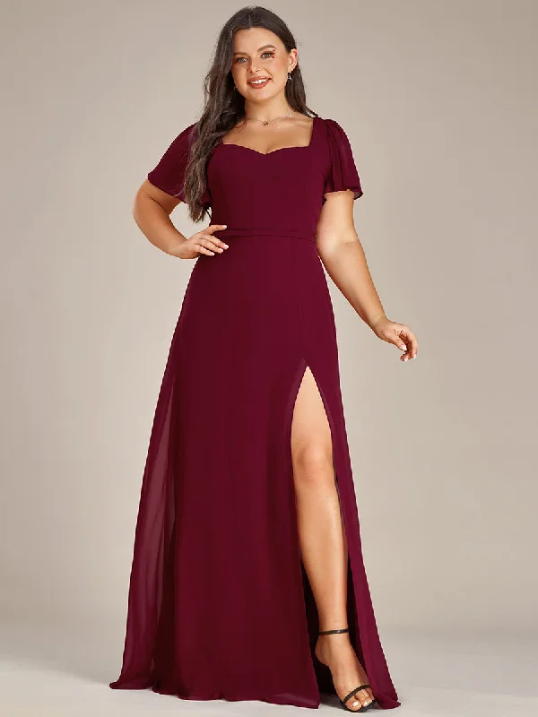 Plus Blackless Sweetheart A-Line Split Bridesmaid Dresses