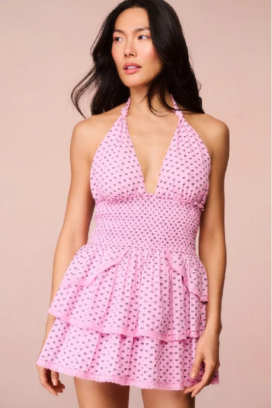 Deanna Cotton Bow Mini Halter Dress