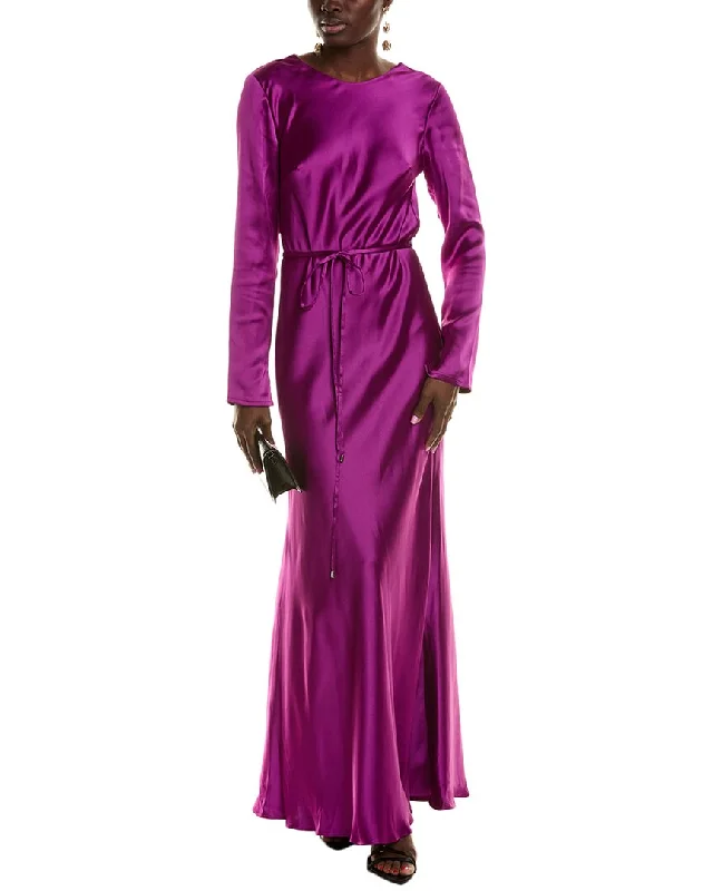 ML Monique Lhuillier Marie Satin Maxi Dress