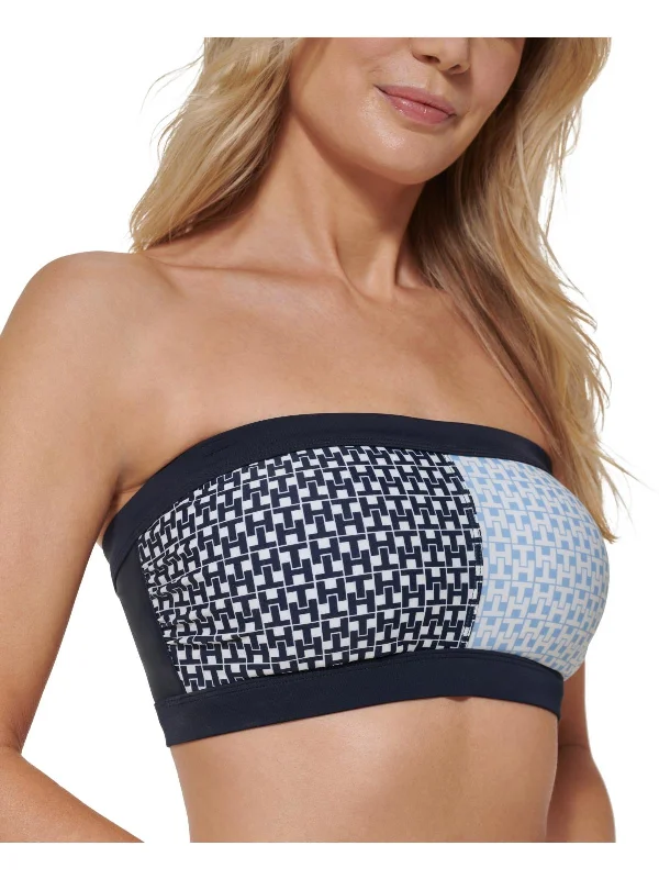 Womens Printed Colorblock Bikini Swim top