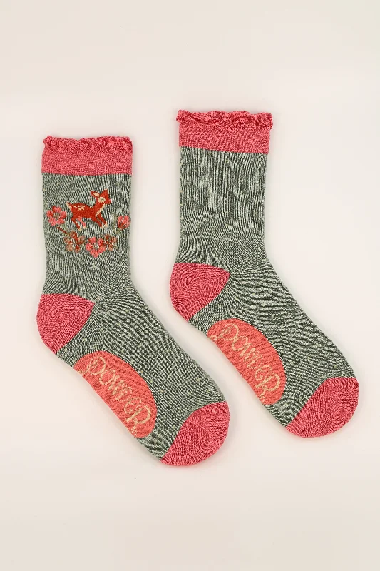 Powder Ladies Bamboo Cotton Knit Socks - Vintage Fawn - Sage