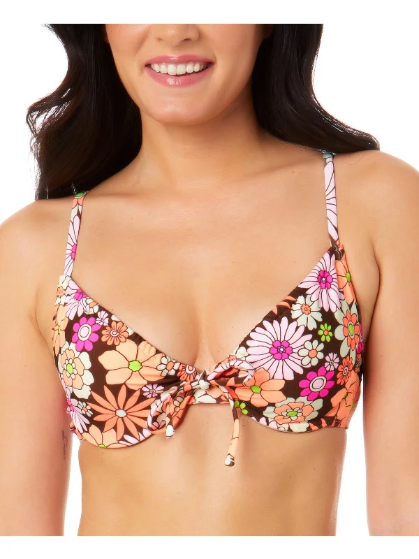 Juniors Morning Grace Womens Floral Print Underwire Bikini Swim top