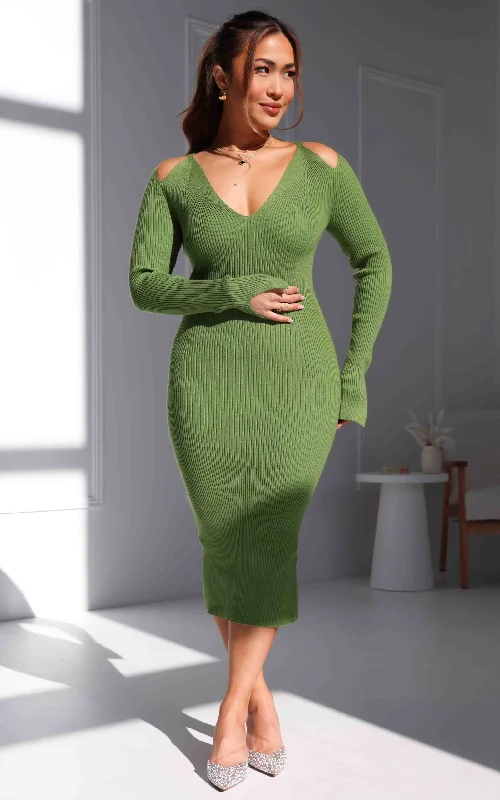 Aziza Knit Midi Dress - Apple Green