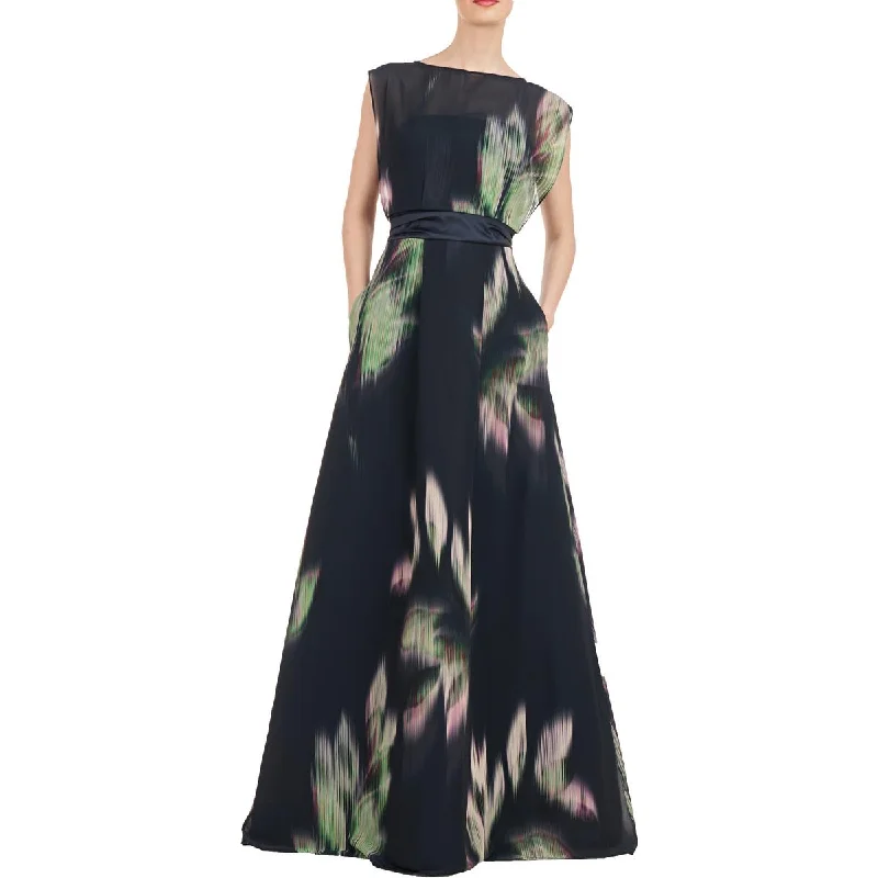 Tess Womens Printed Maxi Evening Dress