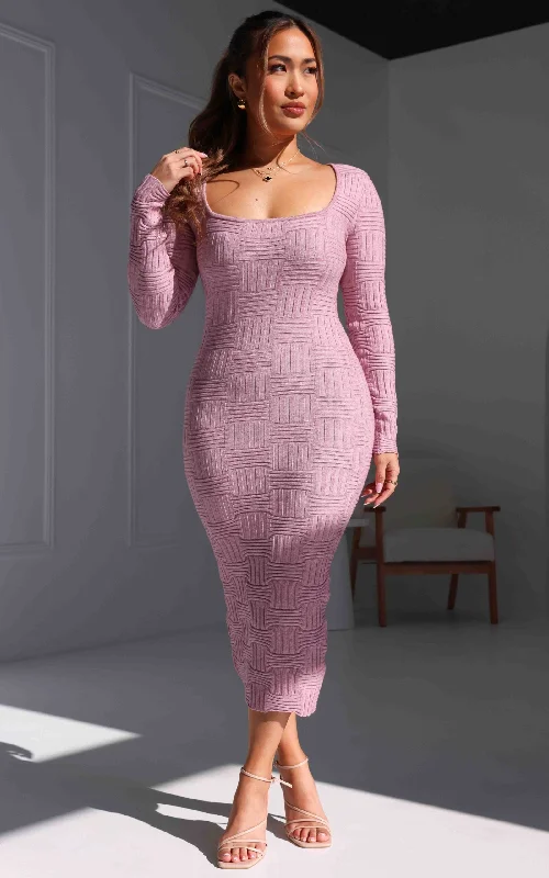 Miya Knit Midi Dress - Pink Marle