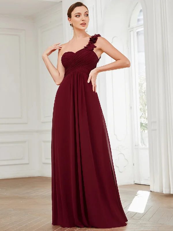 Maxi Long One Shoulder Chiffon Bridesmaid Dresses for Wholesale