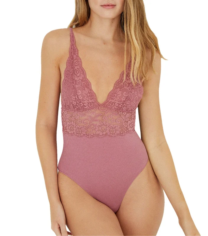 Classic Lace Organic Cotton Bodysuit Pink