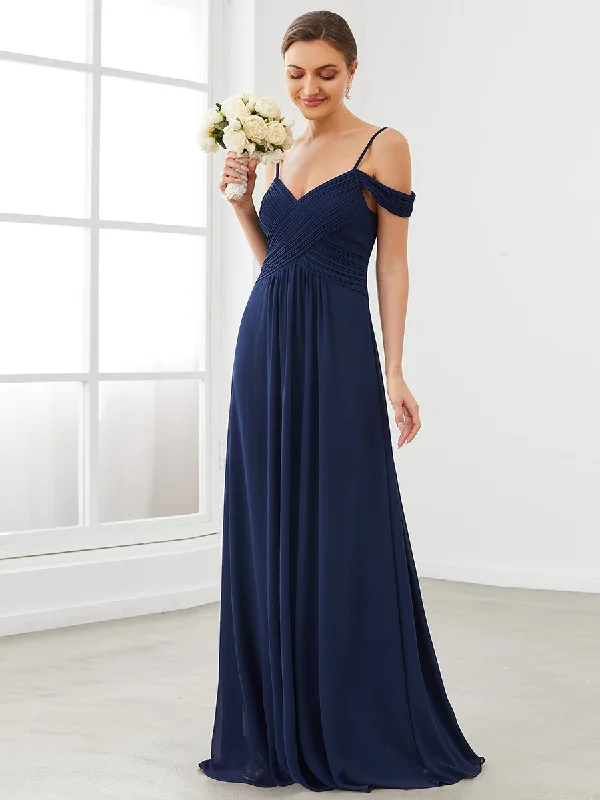 A Line Off Shoulder Wholesale Chiffon Bridesmaid Dresses