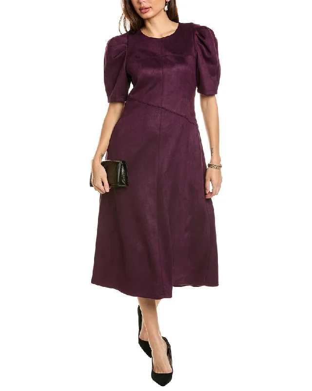 Anne Klein Puff Sleeve Midi Dress