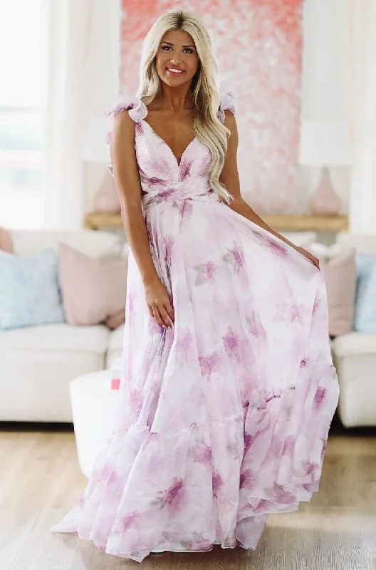 For Keeps Maxi Gown - Floral Lavender