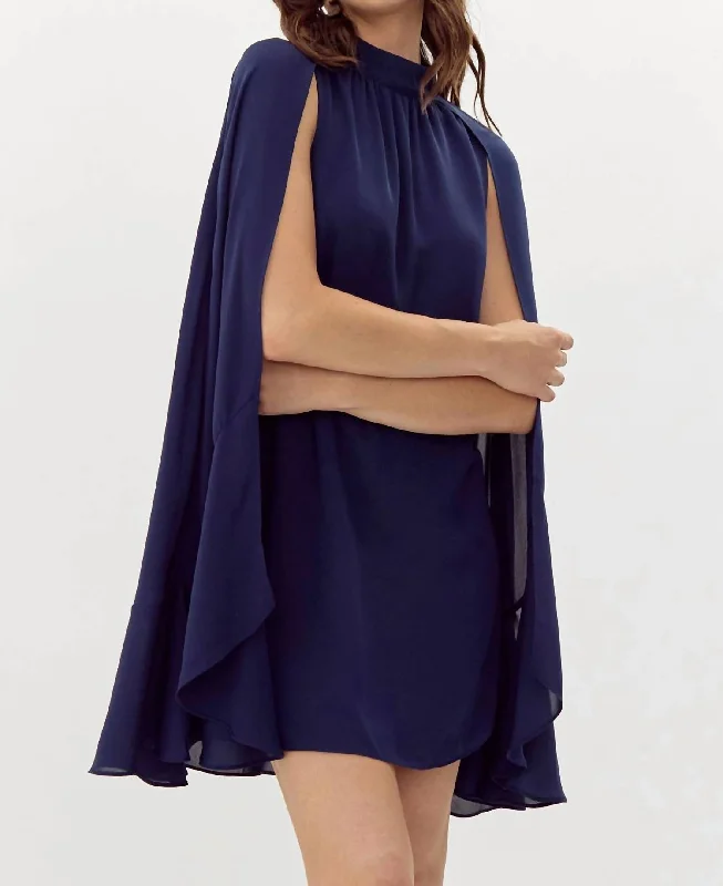 Imogen Chiffon Mini Dress In Navy