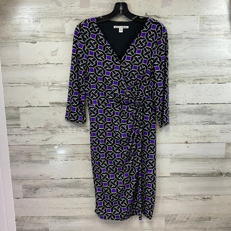 Dress Work By Maggy London In Black & Purple, Size: M