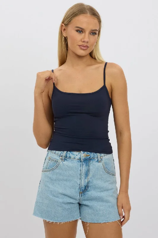 Blue Cami Top Thin Strap Supersoft