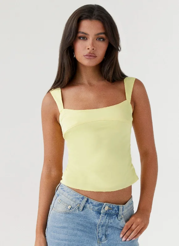 Lylah Satin Top - Yellow