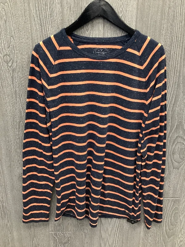 Top Long Sleeve By American Eagle In Blue & Orange, Size: L