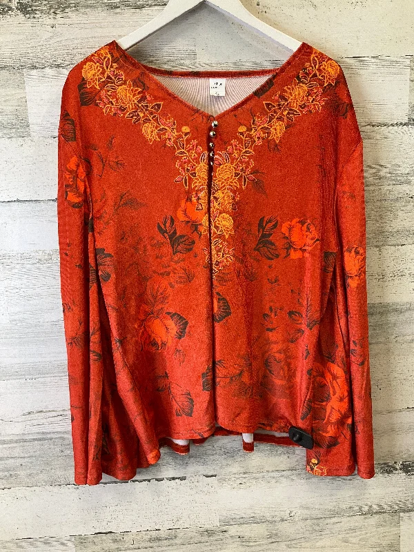 Top Long Sleeve By Cmf In Orange, Size: 4x