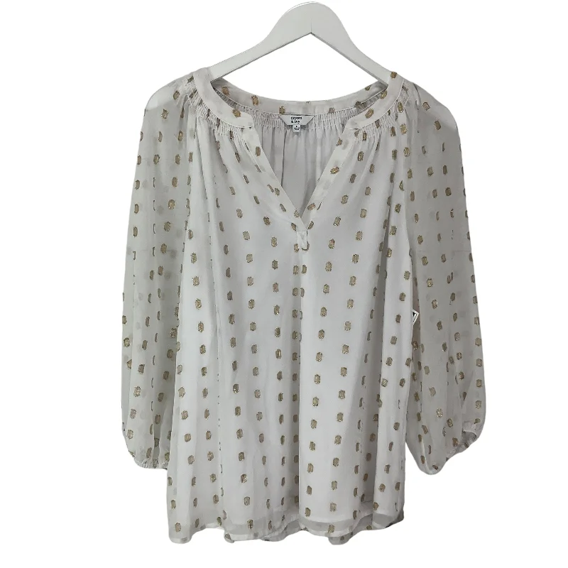 Top Long Sleeve By Crown And Ivy In Gold & White, Size: L