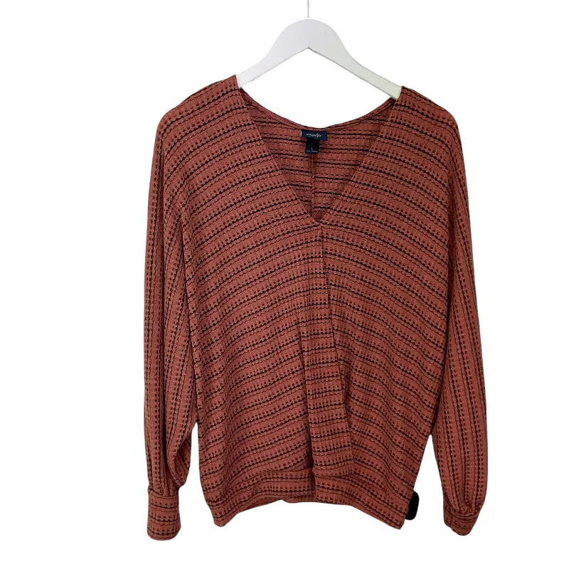 Top Long Sleeve By Daytrip In Orange, Size: L