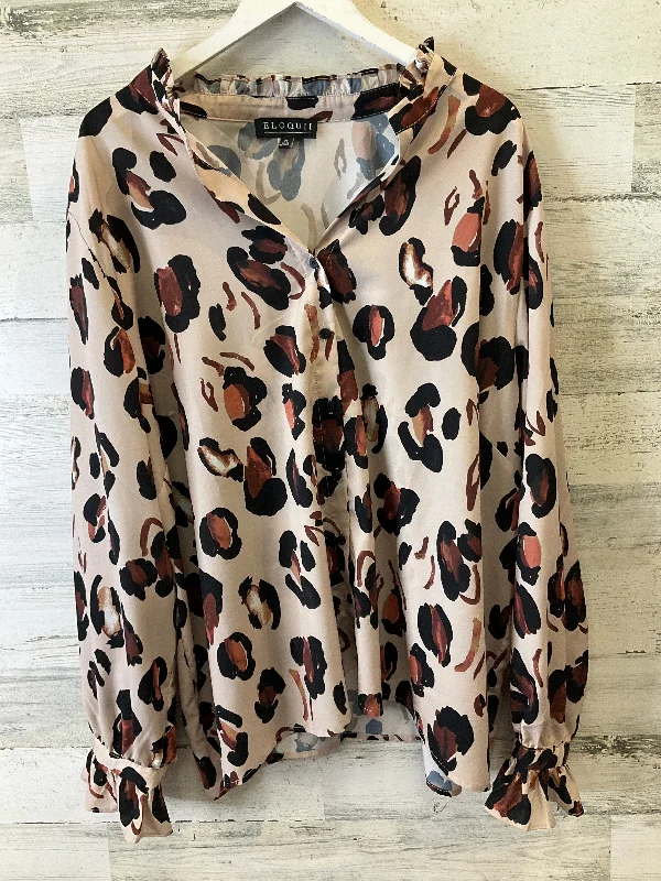 Top Long Sleeve By Eloquii In Animal Print, Size: 4x