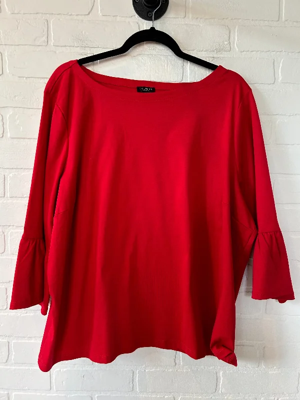 Top Long Sleeve By Talbots In Red, Size: 3x